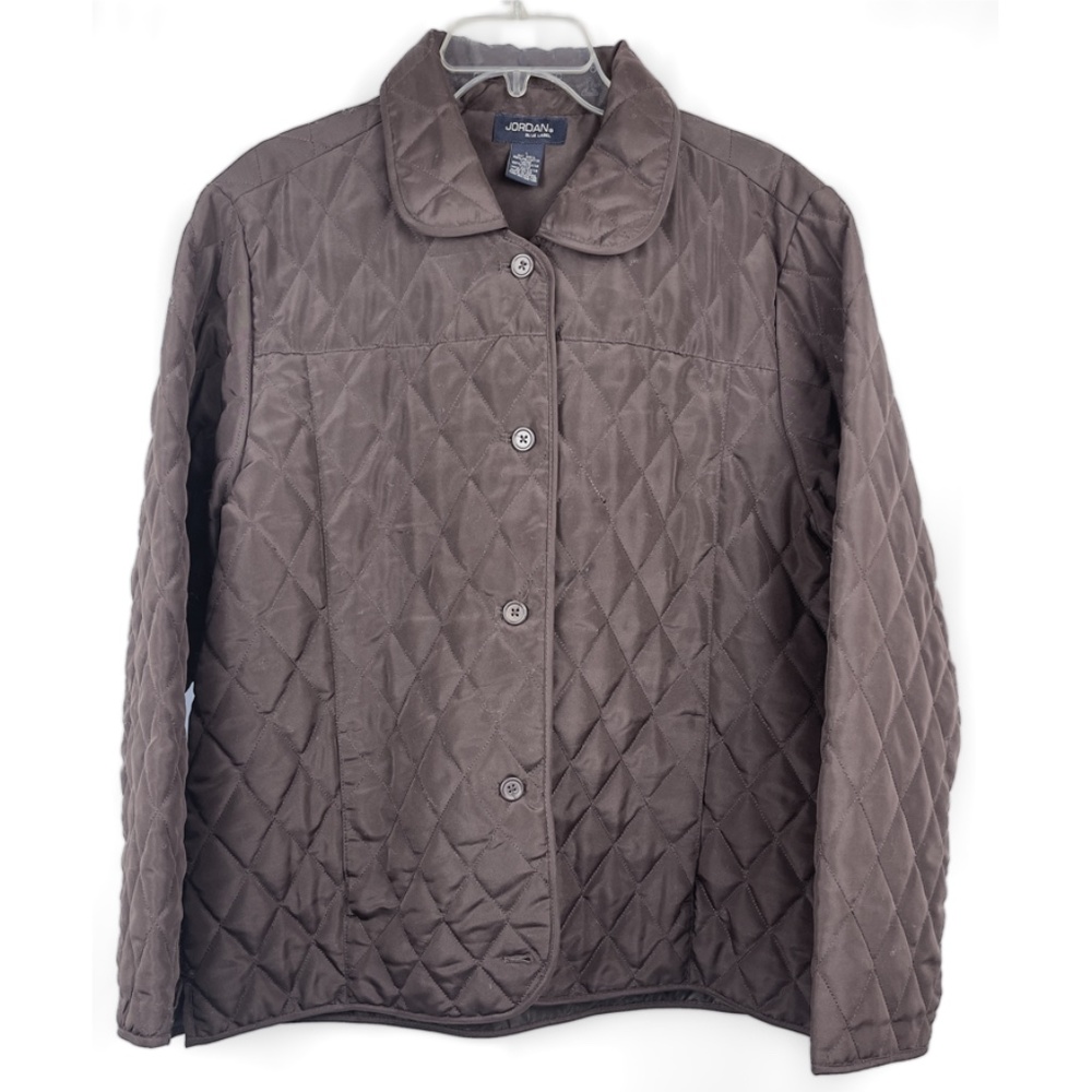 Jordan Blue Label Light Weight Quilted Brown Jacket with Long Sleeves Side Slits